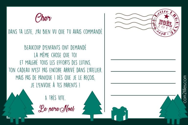 Lettre d'excuse du père noël pour livraison en retard à imprimer